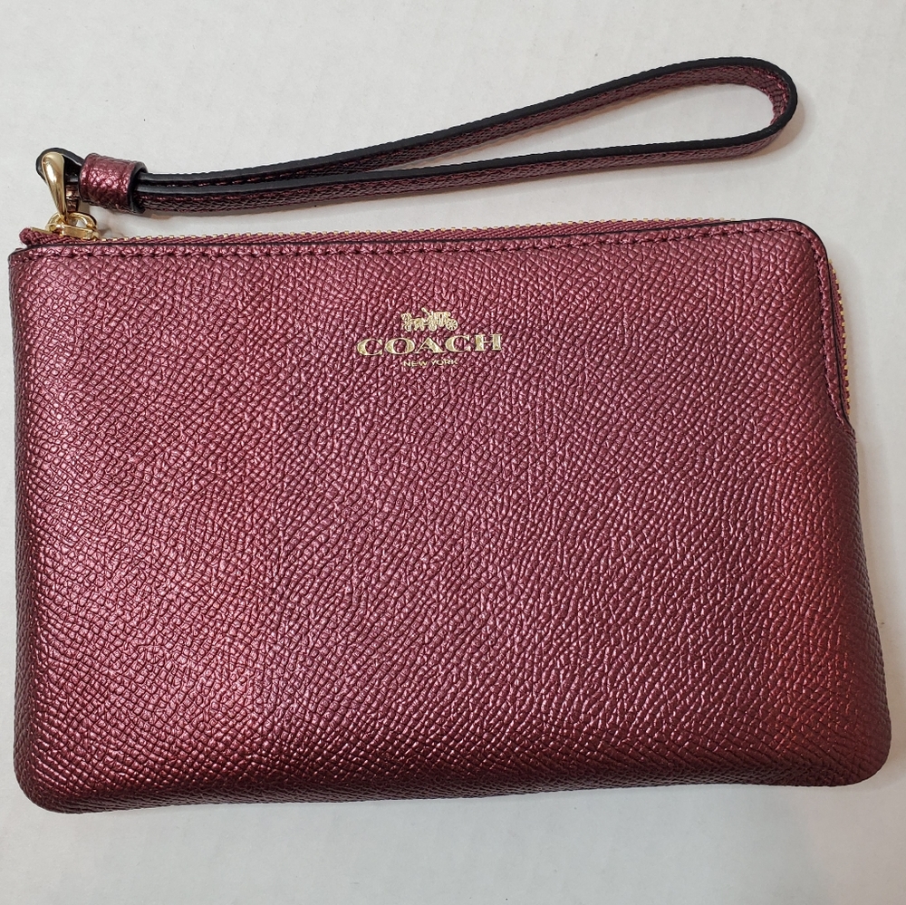 Like New! Coach Wristlet Metallic Cherry Gold